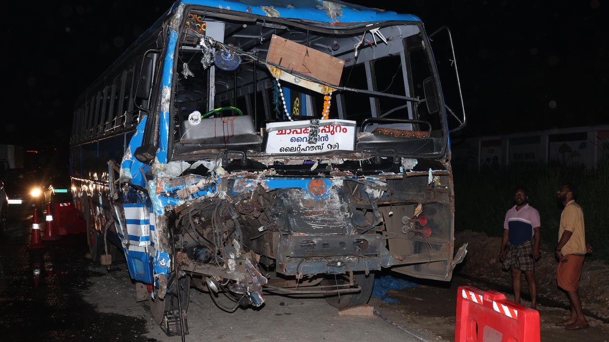 Private bus rams ambulance, container lorry injuring patient, passengers in Kochi