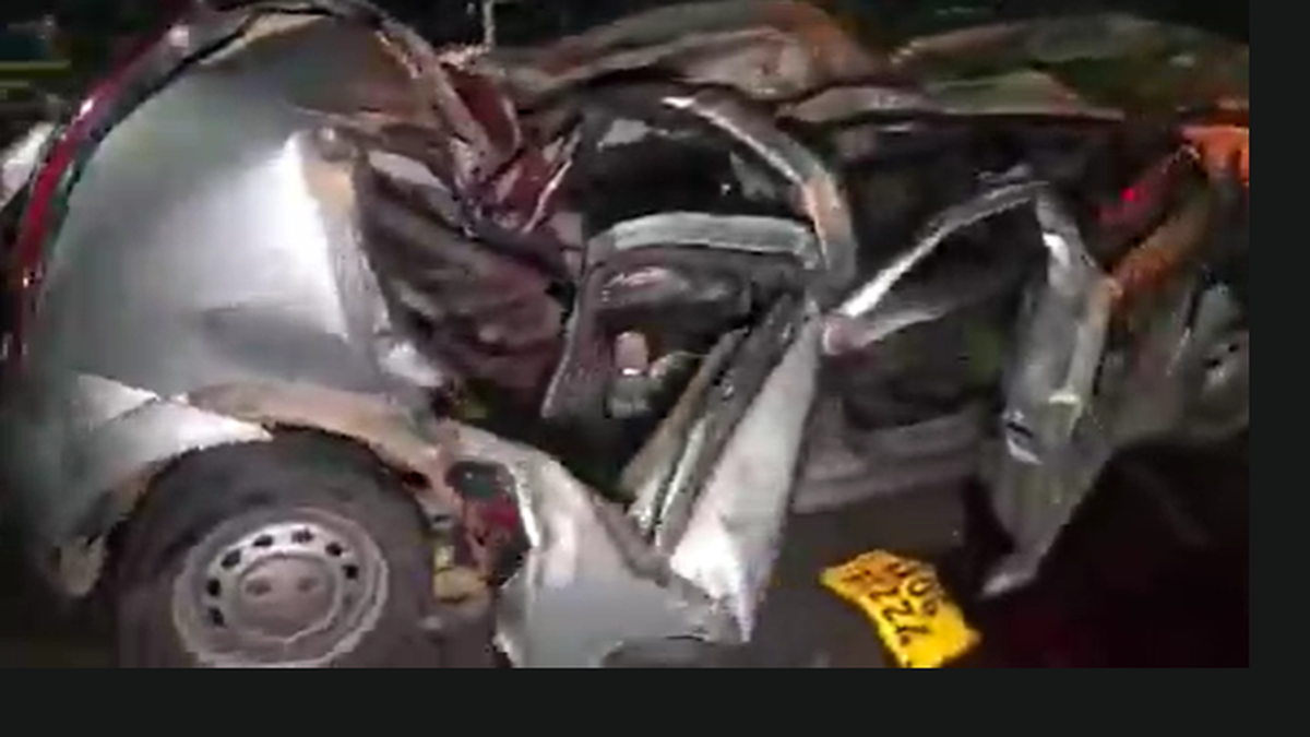 Five killed several others injured as car jumps divider, crashes into a KSRTC bus