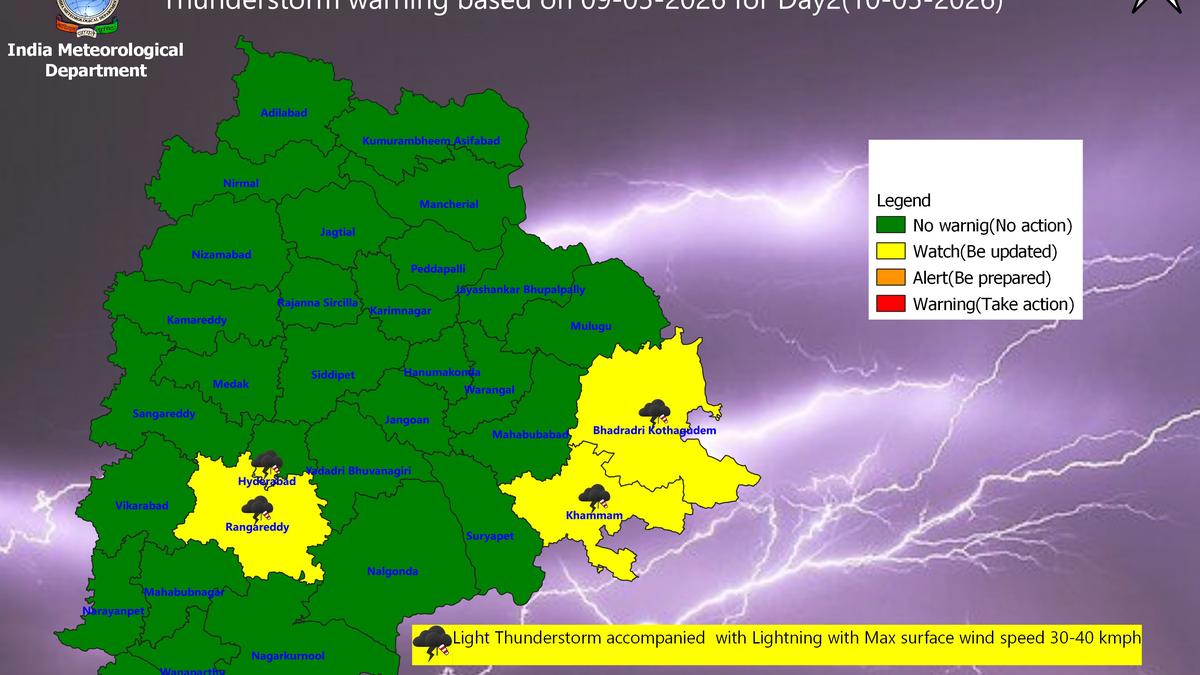 Thunderstorm forecast in four Telangana districts today