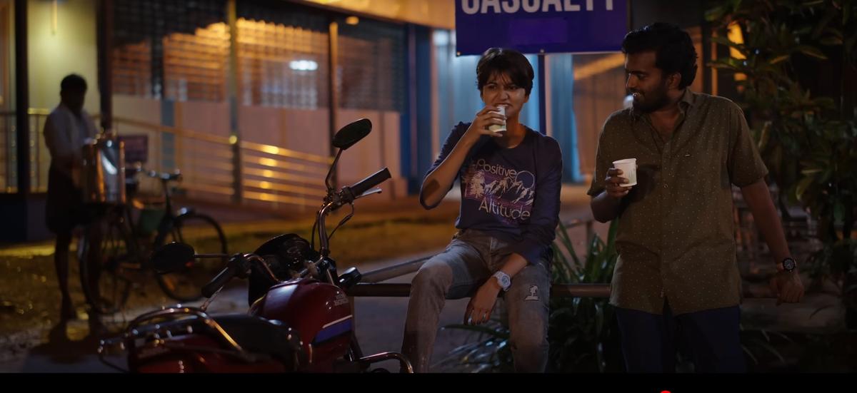 Siju Sunny and Meenakshi Unnikrishnan in a scene from Vaazha : Biopic of a Billion Boys