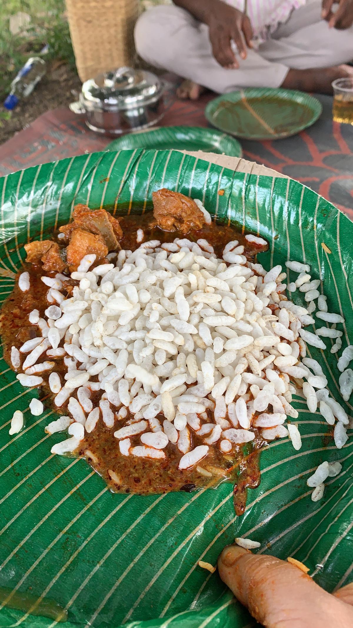 Susheela, kodi koora with puffed rice or muri 