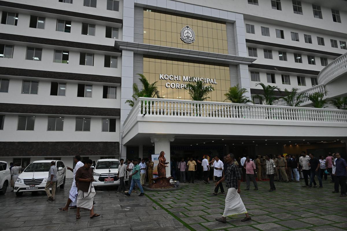The Kochi Corporation's new building at Marine Drive in the city on Tuesday . 