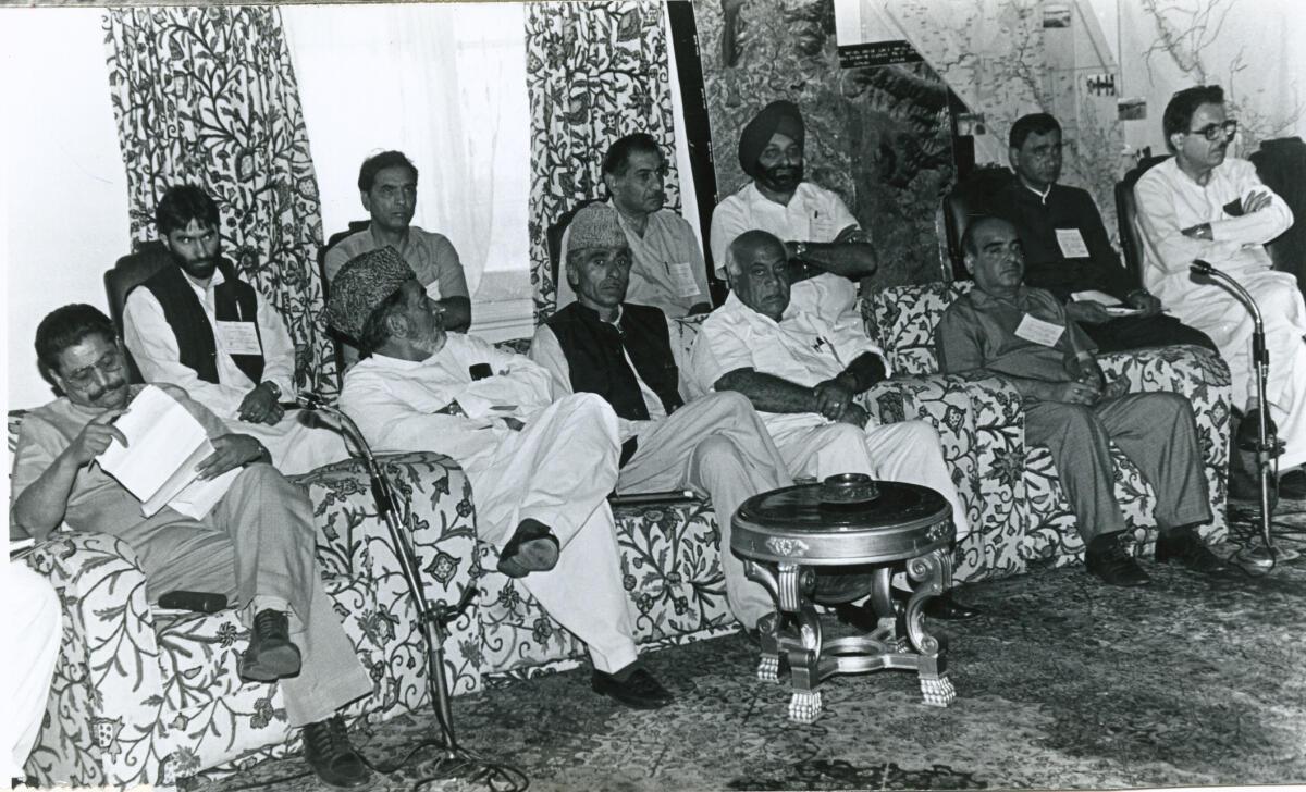 Prime Minister H.D. Deve Gowda during the meeting with state political leaders in Srinagar on July 07, 1996.