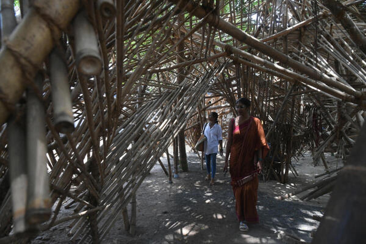  ‘Improvise,’ an installation made with bamboo by Delhi -based artist Asim Waqif