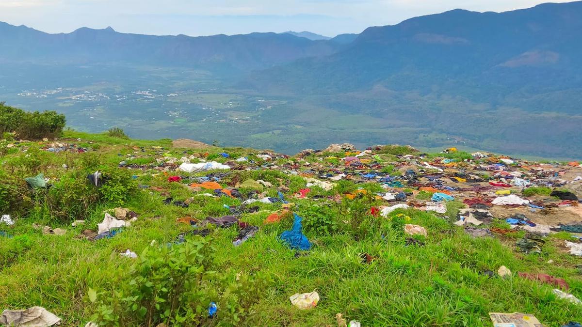 Non-customary practice of dumping clothes by pilgrims pollutes Vellingiri Hills