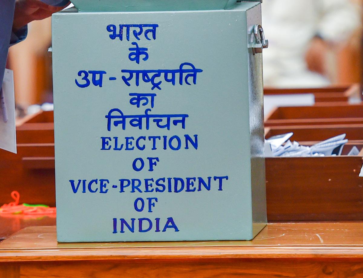  Officials during counting of votes to elect India’s next Vice-President underway at Parliament House, in New Delhi on August 6, 2022. 