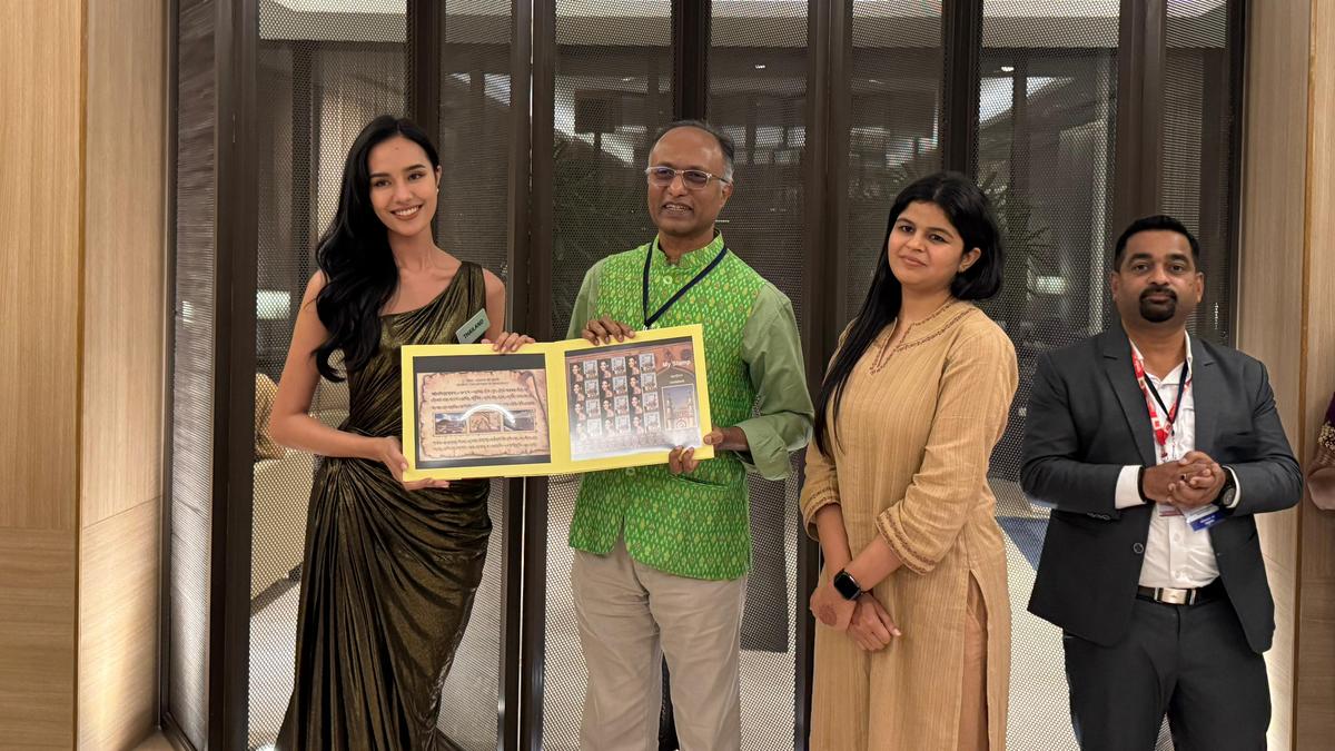 Charminar-themed stamp presented to Miss World 2025 contestants in Hyderabad