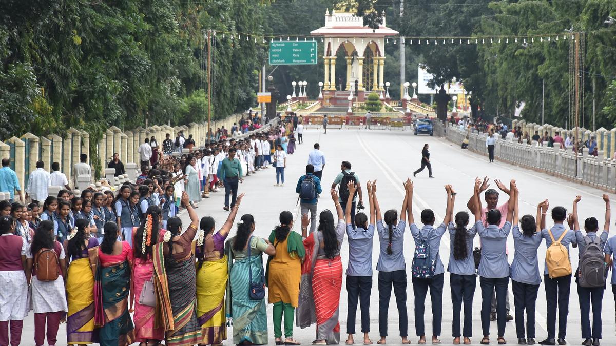 Human Chain Celebrates Democracy in Mysuru