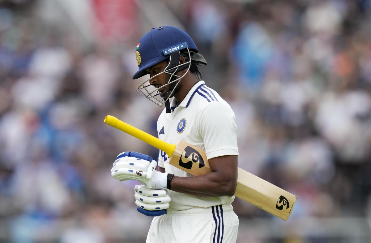 India’s Sai Sudharsan returns to the pavilion after his dismissal during the fourth day of the fourth Test match between India and England, at the Old Trafford cricket ground, in Manchester, England, Saturday, July 26, 2025. India’s Sai Sudharsan returns to the pavilion after his dismissal during the fourth day of the fourth Test match between India and England, at the Old Trafford cricket ground, in Manchester, England, Saturday, July 26, 2025.