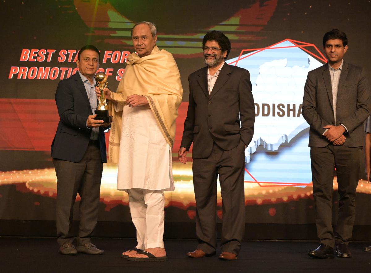 Odisha CM Naveen Patnaik recieves the Best State For the Promotion of Sports award during the Sportstar Aces awards at Taj Mahal hotel in Mumbai