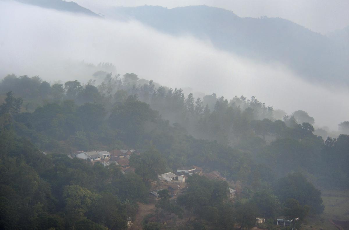 A veil of fog covering the valleys at Lambasingi. 