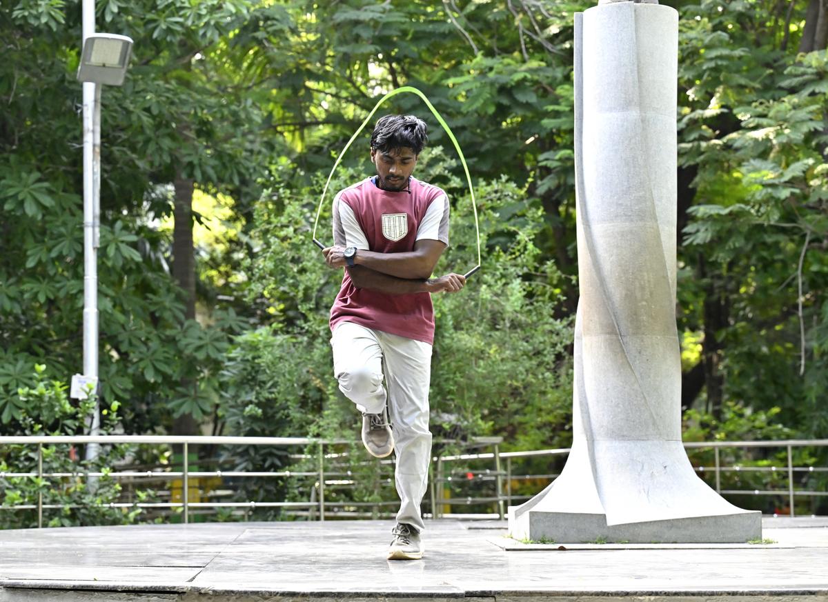 G. Aravindaakshan, founder of Chennai Jumps, a jump rope community in Chennai. 