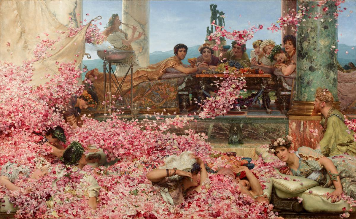 ‘The Roses of Heliogabalus’ is an 1888 painting by Anglo-Dutch artist Sir Lawrence Alma-Tadema depicting the young Roman emperor, Elagabalus, hosting a banquet.