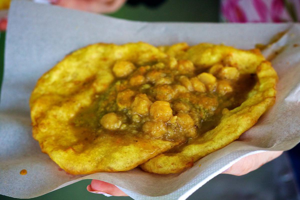 Doubles, which resembles India’s chole bhature, is a breakfast staple all over Trinidad and Tobago in the Caribbean.