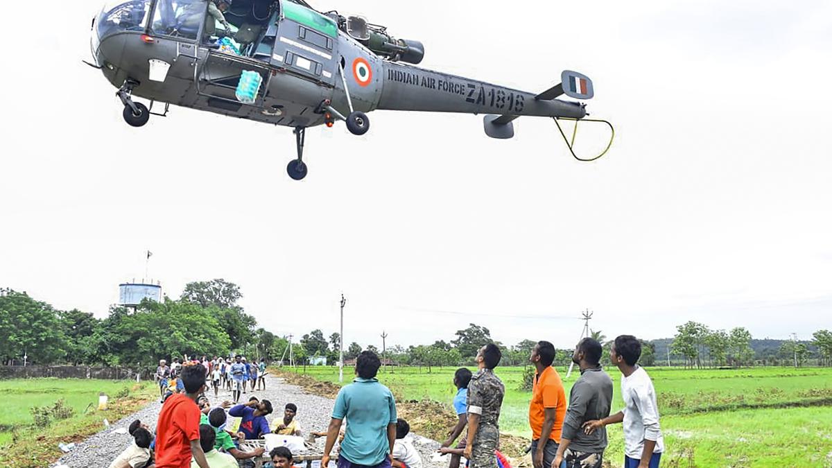 Telangana’s tribal region hit by worst floods, IAF helicopters airdrop food packets in flood affected Kondai village