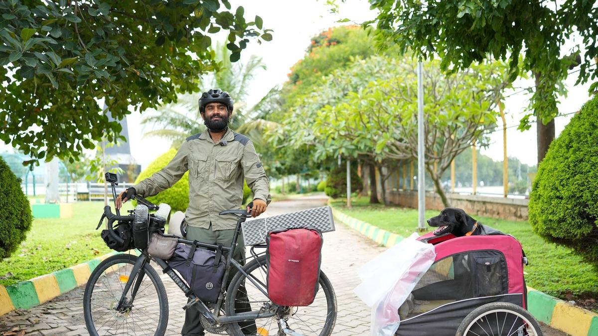 Chitradurga youth embarking on international bicycle tour with pet dog for company