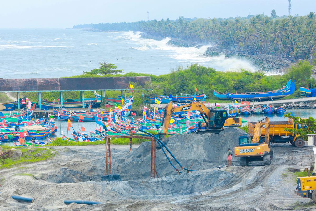 A view of mineral sand-mining at the Thottappally fishing harbour.