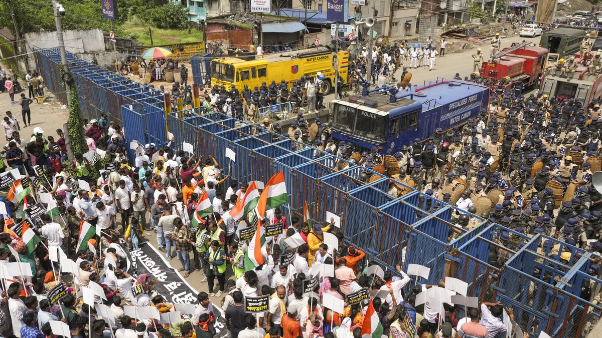 R.G. Kar incident: Police baton-charge protestors; Suvendu alleges victim's parents, BJP MLAs injured