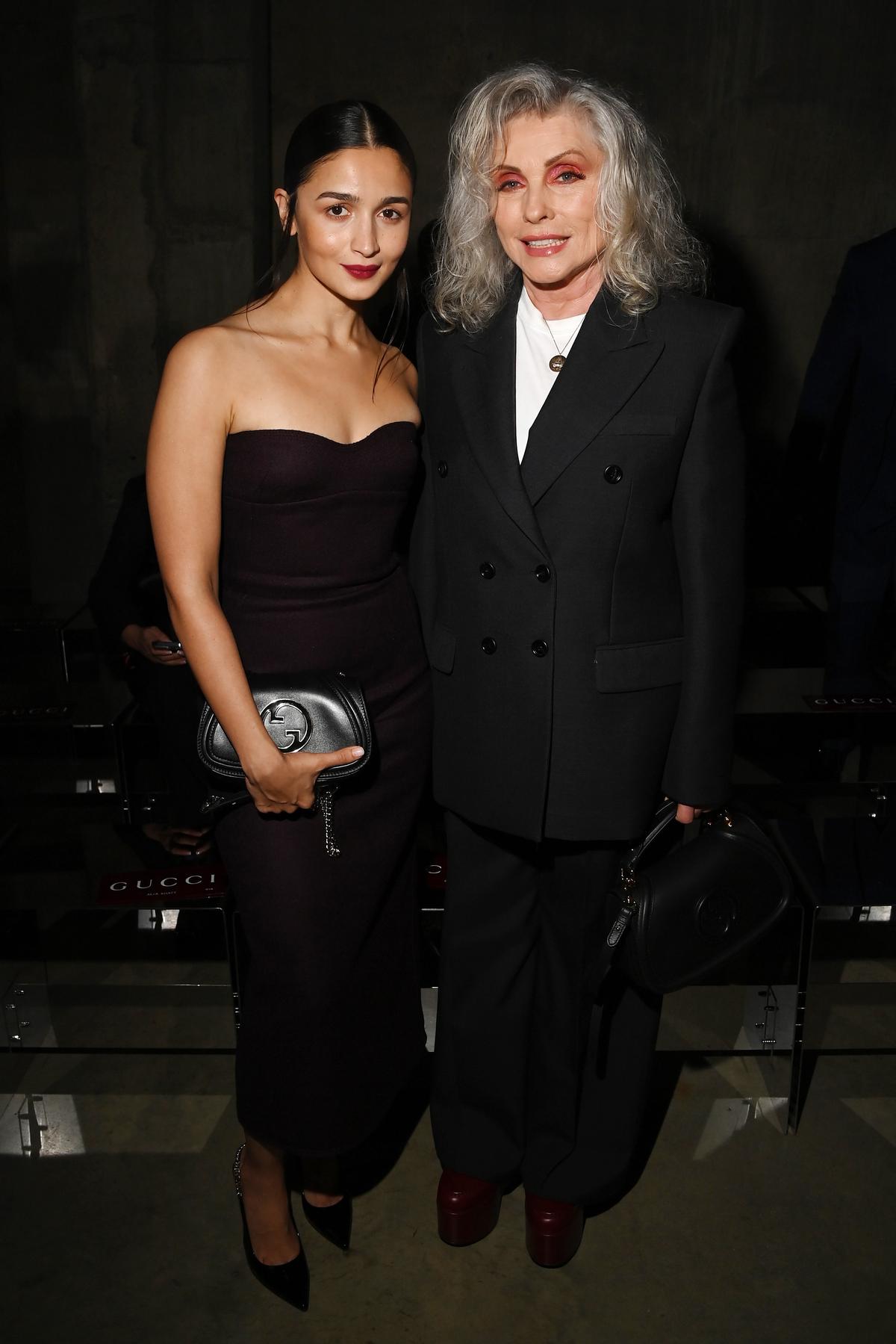 Alia Bhatt and Debbie Herry strike a pose at the Gucci Cruise 2025 Fashion Show at Tate Modern on May 13, 2024 in London, England.
