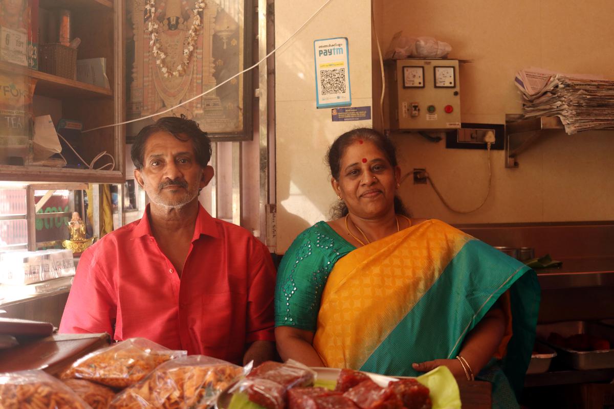 N Ramachandran and wife, S Jayanthi, at Balaji Cafe