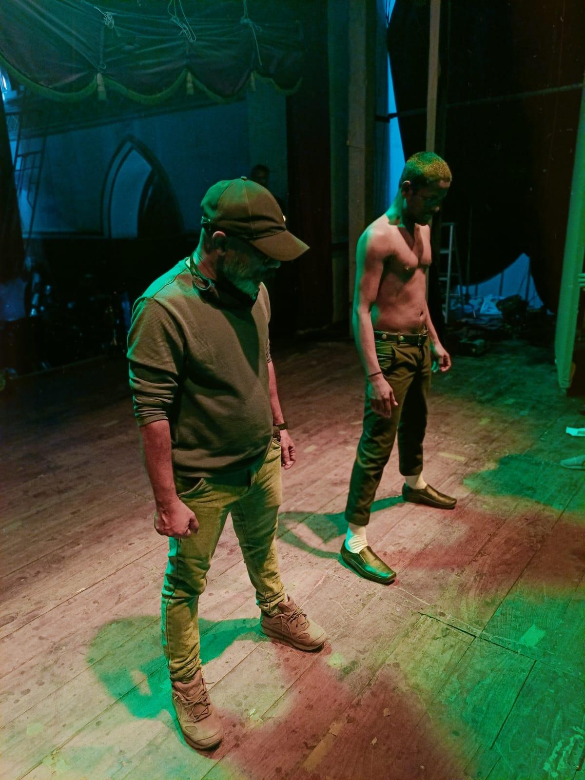 Sreejith P (left) with Sibi Kuttappan during the rehearsal session on the sets of Moonwalk Sreejith P (left) with Sibi Kuttappan during the rehearsal session on the sets of Moonwalk
