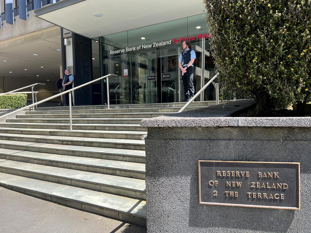 File photo of the entrance to the Reserve Bank of New Zealand in Wellington