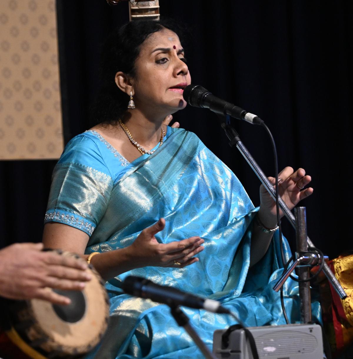 The singer Gayathri presented nine temple compositions.