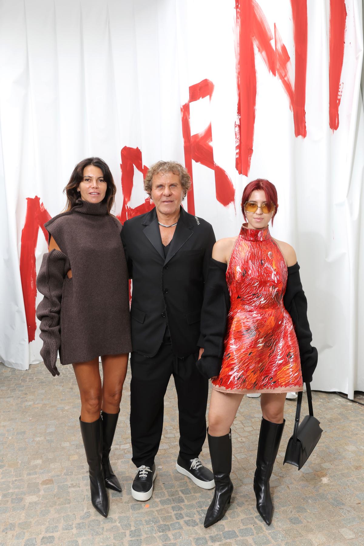 Arianna Alessi, Renzo Rosso and India Rosso attend the Marni Spring/Summer 2025 fashion show during Milan Fashion Week on September 17, 2024 in Milan, Italy.  