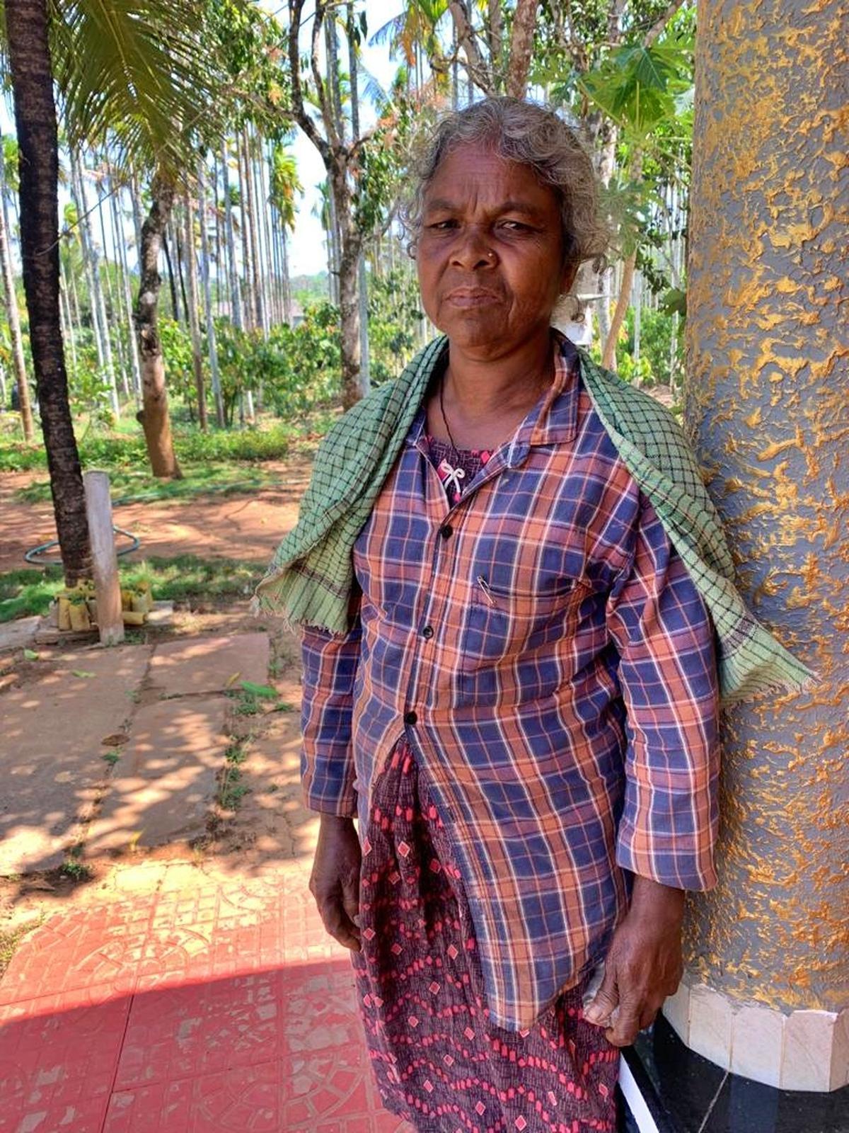 Meeni, a tribal woman of Kallumkara Paniaya tribal hamlet. The woman was brutally assaulted by a policeman after the Muthanga police firing.