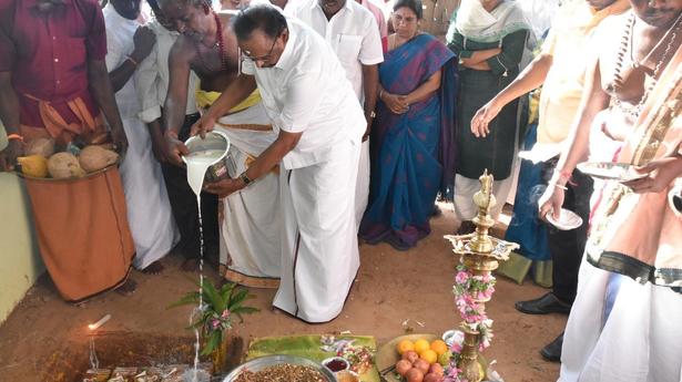 Foundation laid for construction of group houses for Lankan Tamils