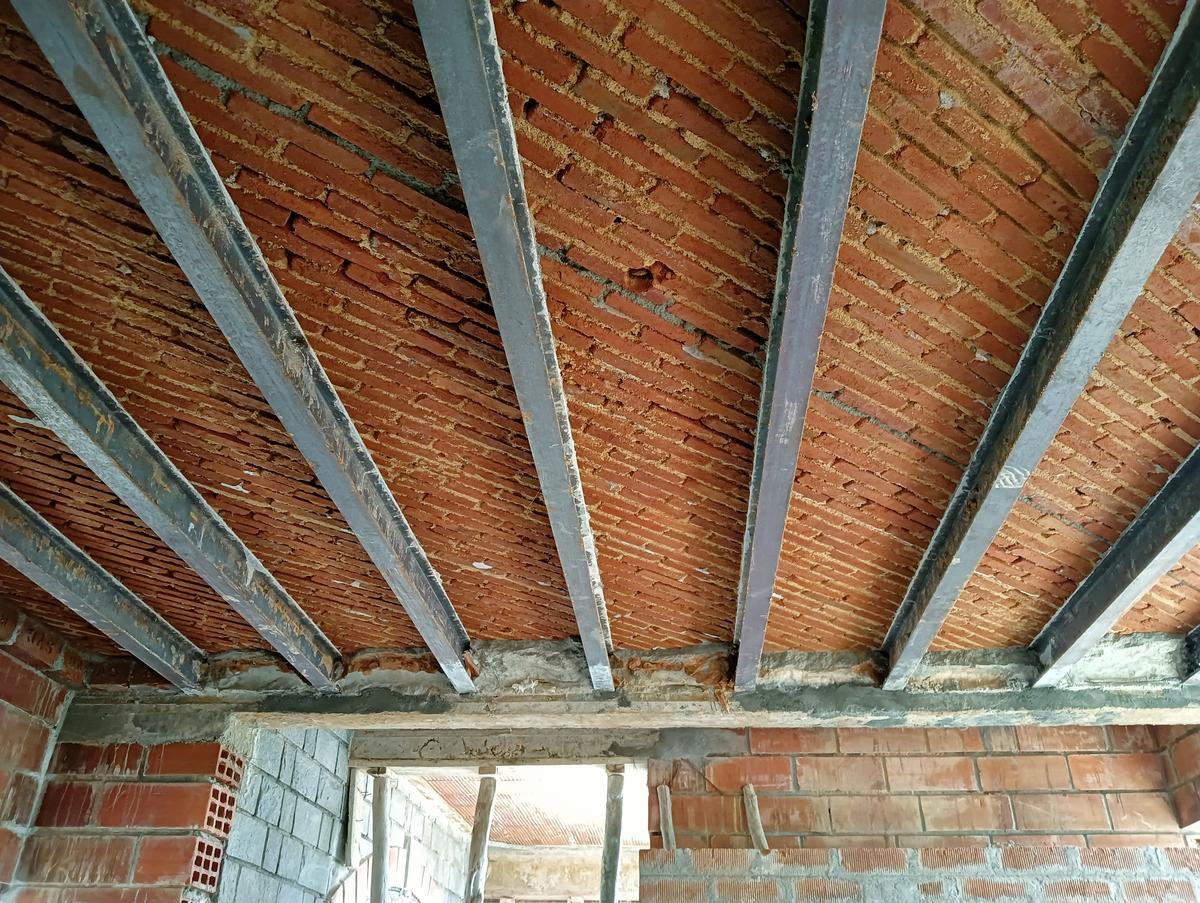 Madras Terrace Roof of a house under construction.