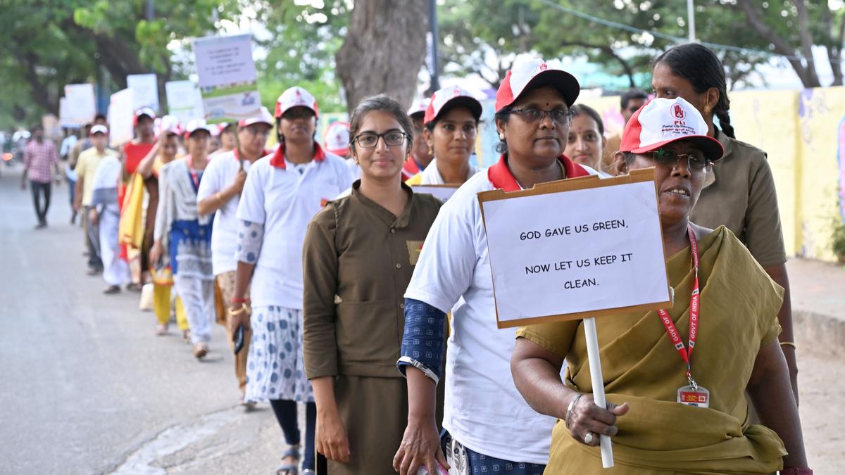 Postal staff take out cleanliness awareness rally