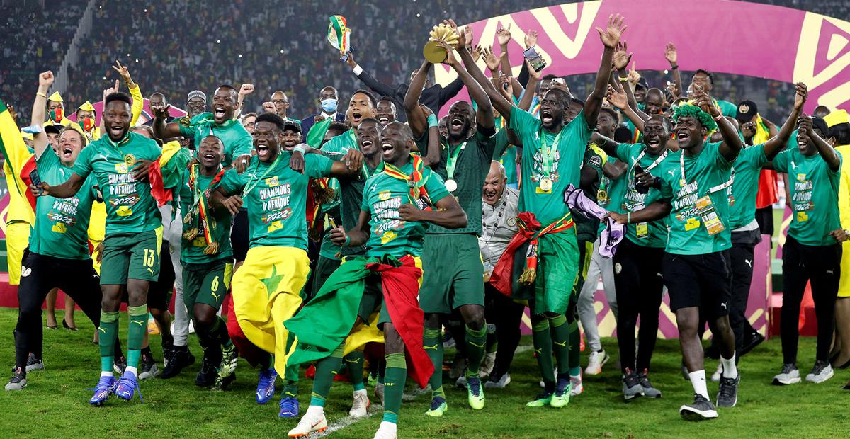 Senegal’s Kalidou Koulibaly lifts the trophy after winning the Africa Cup of Nations
