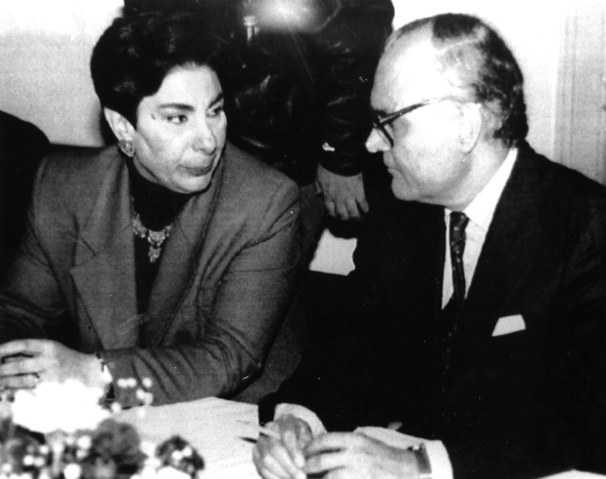 Chinmaya Gharekhan (right) with Hanan Ashrawi, spokeswoman for the Palestinian delegation to the Middle East Peace Talks, in East Jerusalem. 