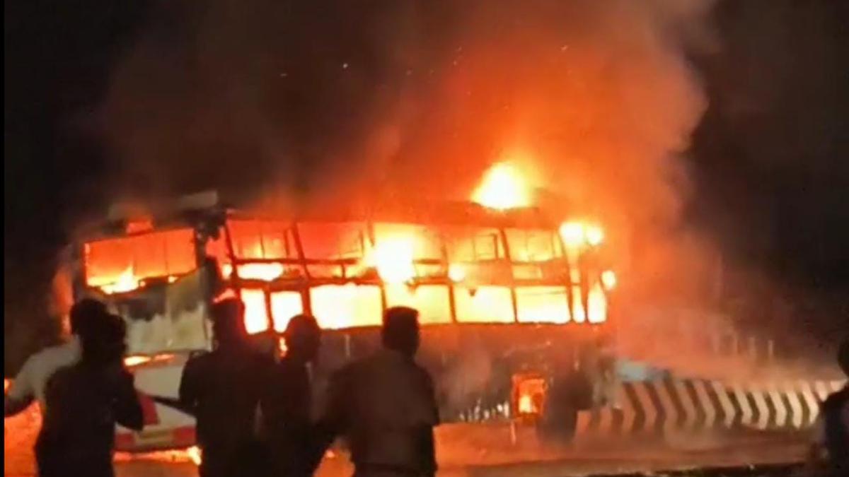 Miraculous escape for passengers and crew, as bus goes up in flames in Sattur