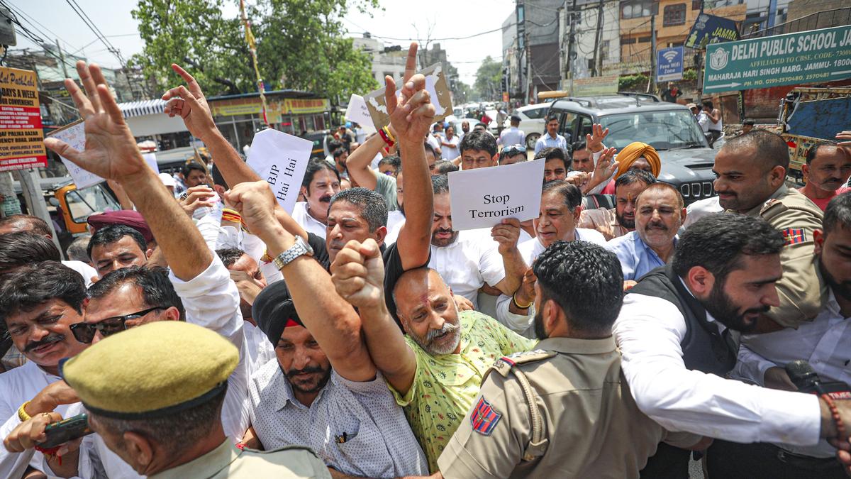 Congress holds protest against BJP government's 'failure' to curb terrorism in Jammu & Kashmir