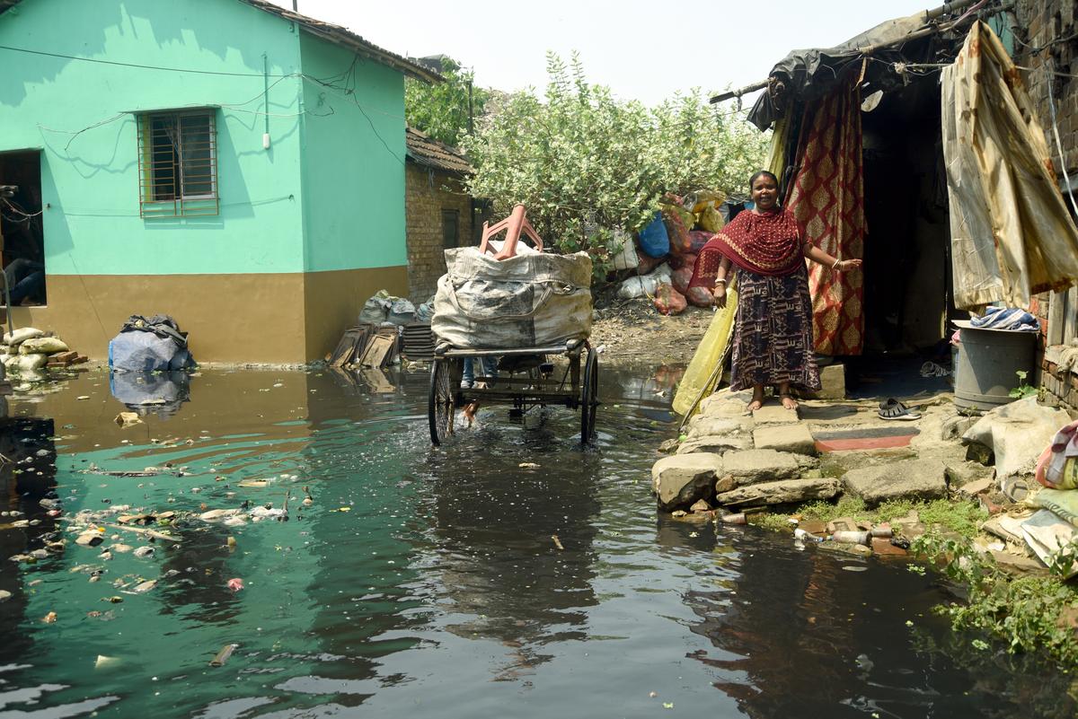 Sludge-like water has seeped above the ground after the events of March 21 in Belgachia.