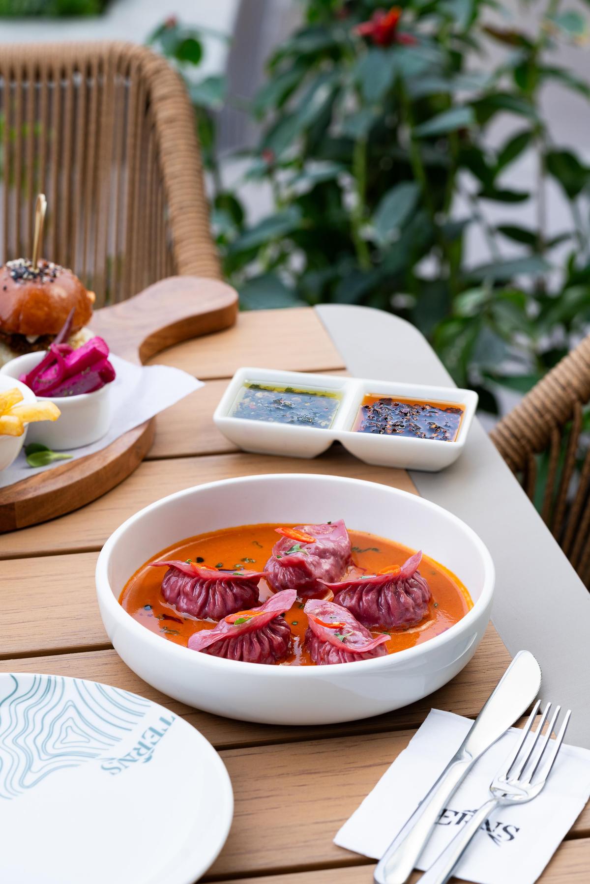 The menu features Indian, Japanese, Italian, Pan-Asian, and fusion 