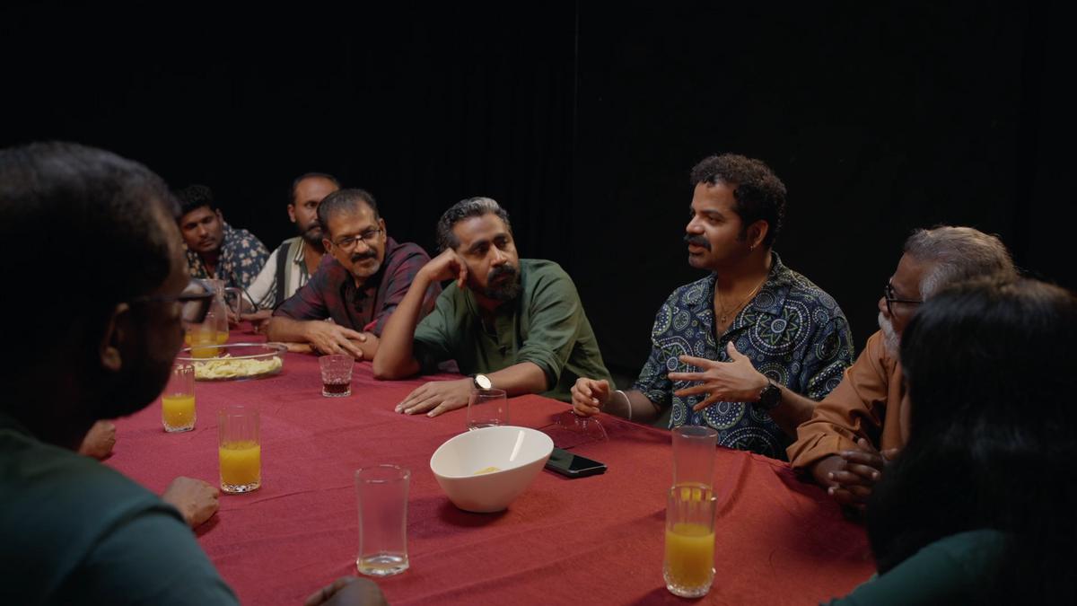 Vinay Forrt leads a brainstorming session during the making of Aattam. 