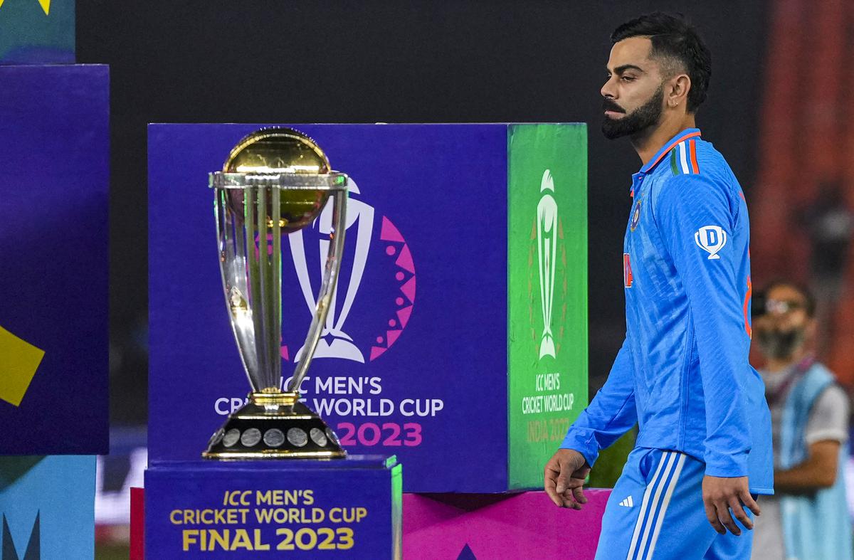 Virat Kohli is seen during the presentation ceremony after his team’s defeat in the ICC Cricket World Cup 2023 final against Australia in Ahmedabad on November 19, 2023.