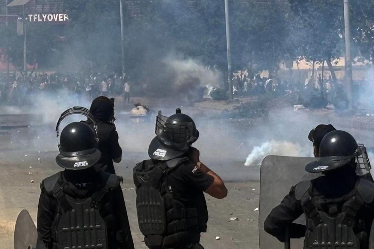 Police officers fire tear gas shell to disperse Shia Muslims protesting against the killing of Iranian Supreme Leader Ayatollah Ali Khamene, in Karachi, Pakistan, on March 1, 2026 Police officers fire tear gas shell to disperse Shia Muslims protesting against the killing of Iranian Supreme Leader Ayatollah Ali Khamene, in Karachi, Pakistan, on March 1, 2026