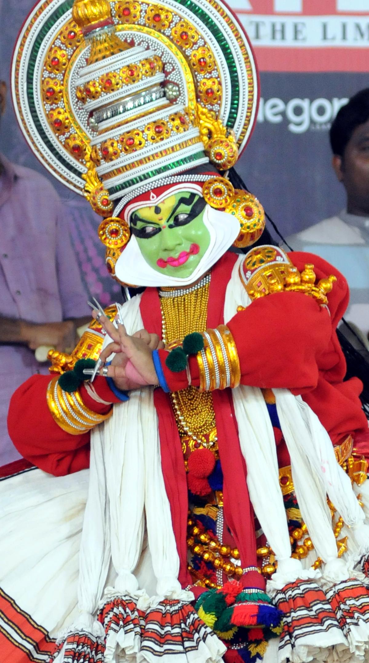 Amirthana P.K. of MJHSS, Vattoli, who bagged first prize in Kathakali (Single- HS).