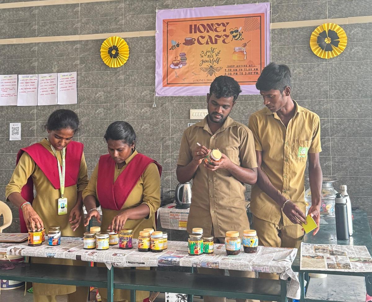 Students of Mother Terasa College of Agriculture selling honey-infused beverages and snacks at the MTCA Honey Cafe.