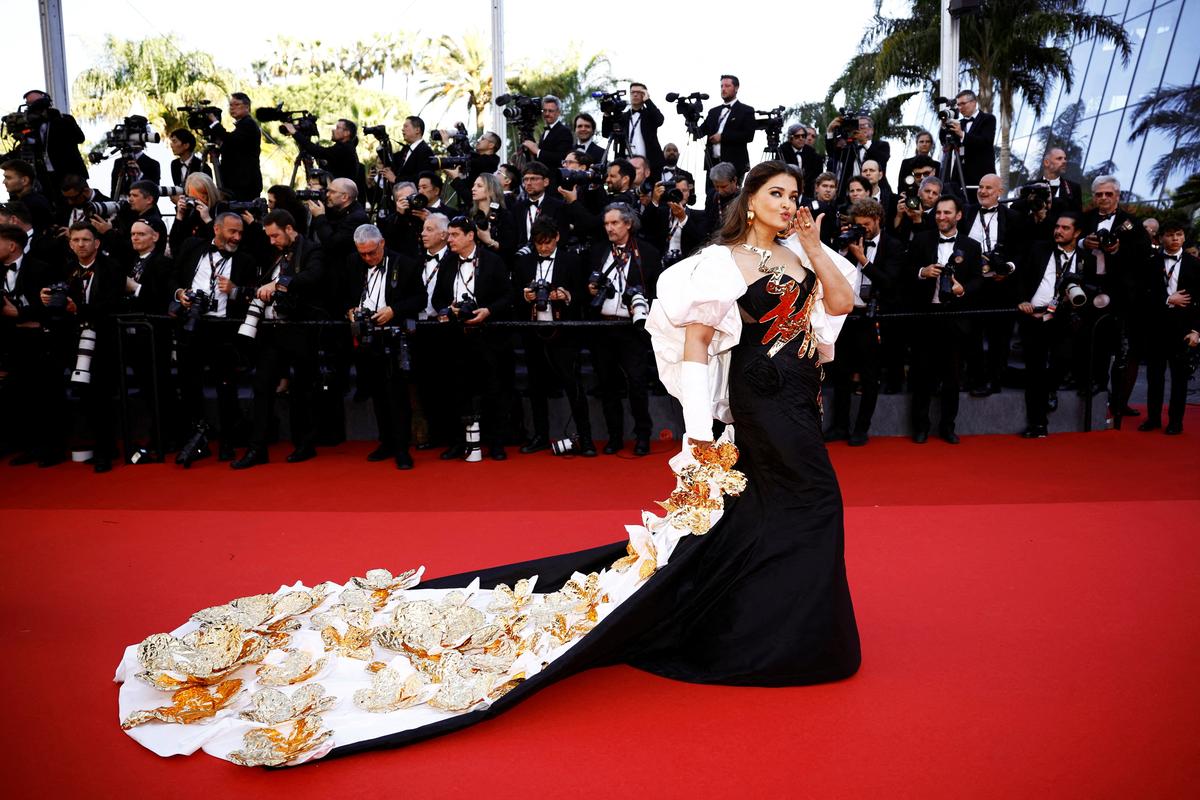 Aishwarya Rai poses on the red carpet during arrivals for the screening of the film “Megalopolis” in competition at the 77th Cannes Film Festival in Cannes, France, May 16, 2024