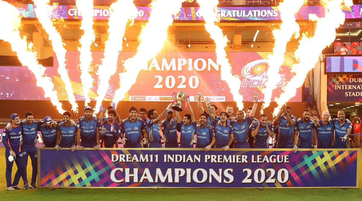 Mumbai Indians are crowned champions during the final of season 13 of the Dream 11 Indian Premier League (IPL) between the Mumbai Indians and the Delhi Capitals held at the Dubai International Cricket Stadium, Dubai in the United Arab Emirates on the 10th November 2020.
