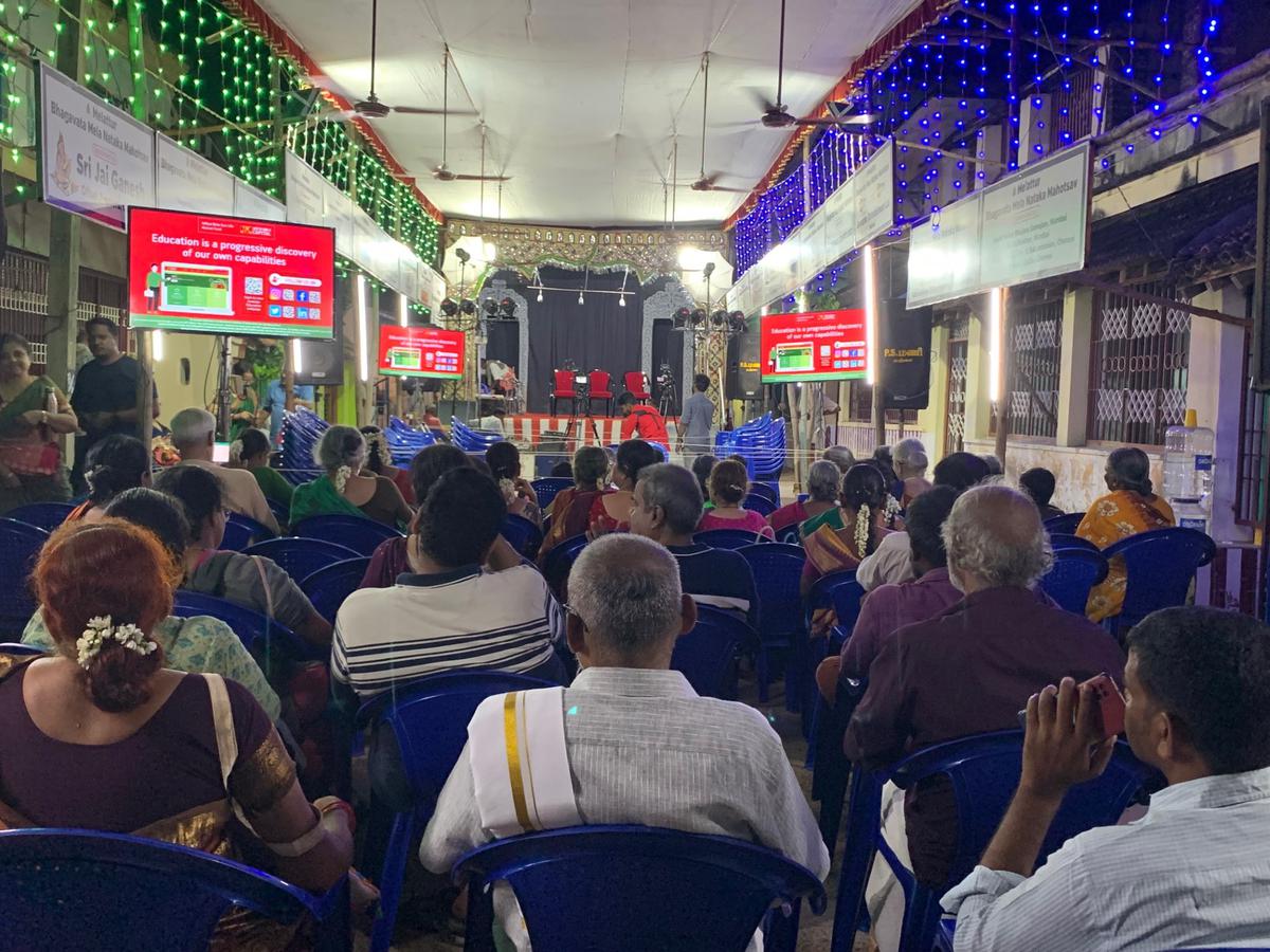 A section of the audience waiting to watch the inaugural play Prahlada Charitam. 
. 