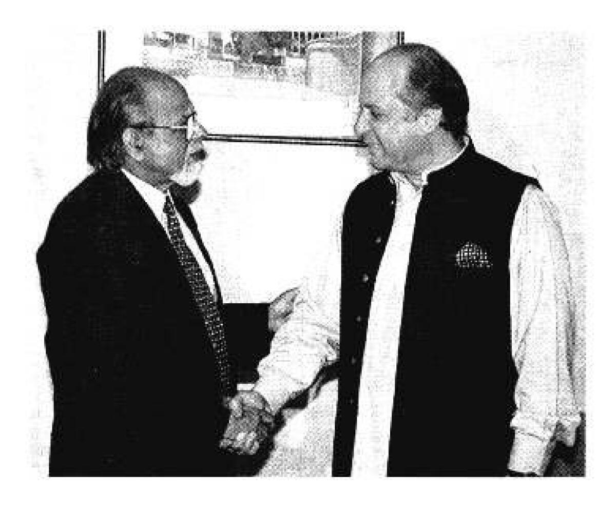 The Prime Minister, Mr. I.K. Gujral, with his Pakistani counterpart, Mr. Nawaz Sharif, in Male in 1997