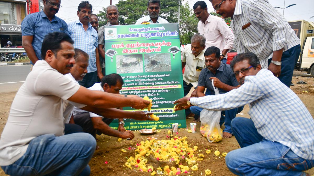 Homage paid to trees axed by individual on Mettupalayam Road in Coimbatore