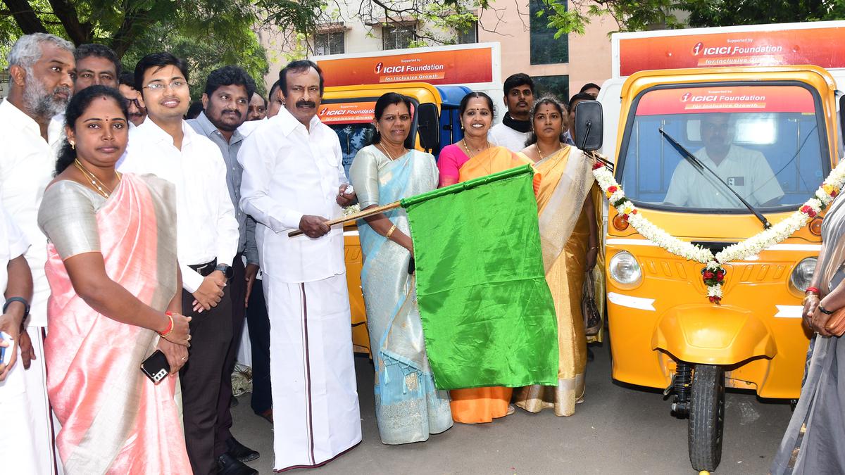 Minister flags off 10 battery-operated vehicles donated to Coimbatore Corporation