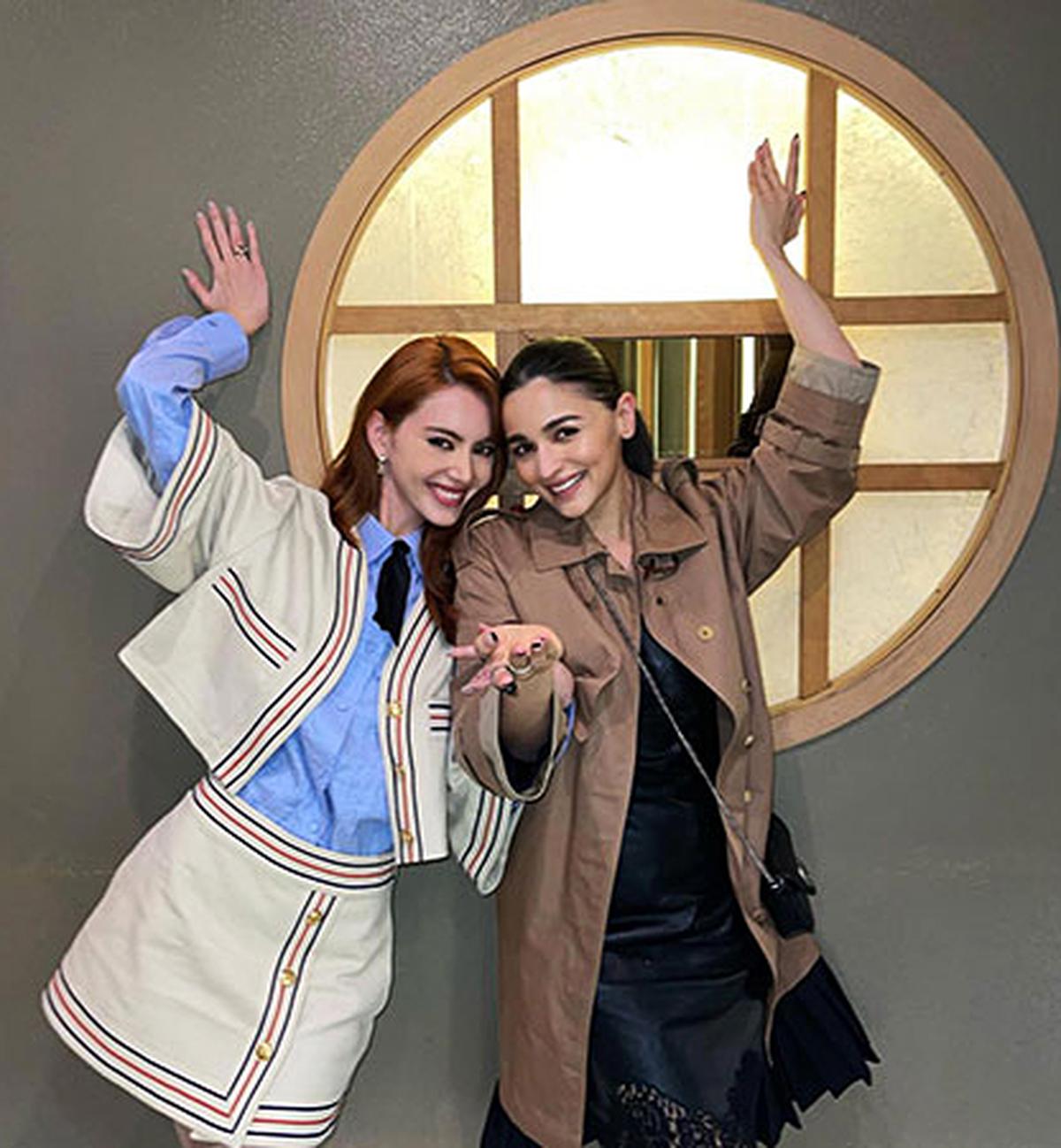 Alia Bhatt poses for a photograph with Thai superstar Davikah Hoorne, in Seoul, South Korea on Monday